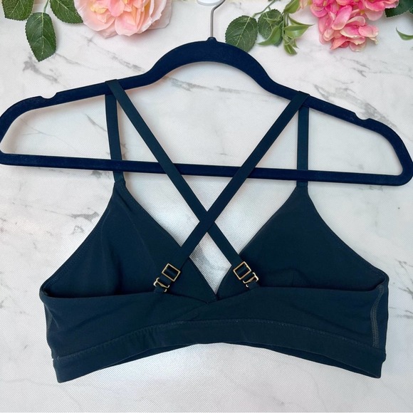 Athleta Inhale Low Impact Lined Yoga Sports Bra Navy Abyss Solid XS - Picture 6 of 13